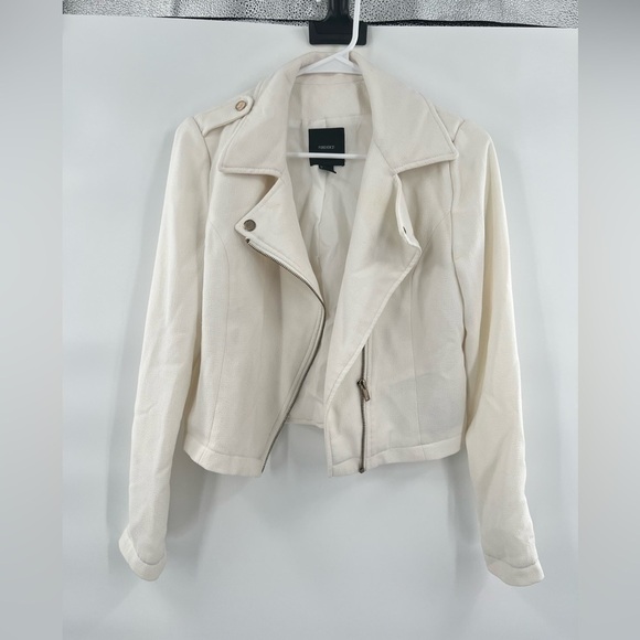 Forever 21 white asymetrical jacket full zip size S - Picture 1 of 7